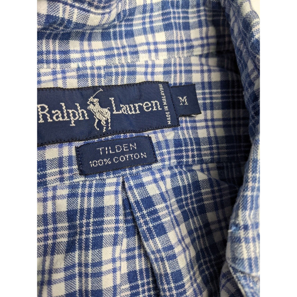 Ralph Lauren Tilden Blue Plaid Short Sleeve Button Down Mens Shirt Size Medium - Picture 3 of 7